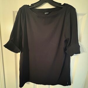 Lauren Ralph Lauren Women's Casual,  Rolled Sleeve Boat Neck Shirt, XL